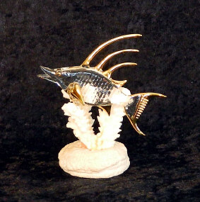 Hand Blown glass Hog fish  w/22kt gold accents, from Key West   